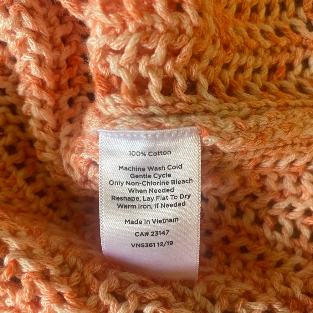 NEW Talbots Small Peach Orange Open Knit Pullover Sweater Cotton Soft Scoop Neck - Picture 9 of 9